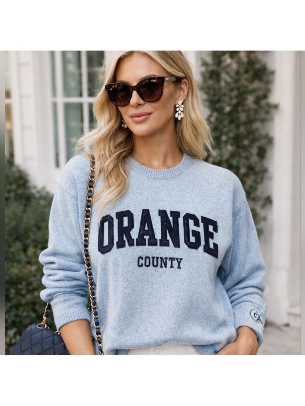 NWT New York Popular Orange County Nantucket Cotton Sweater Blue Small